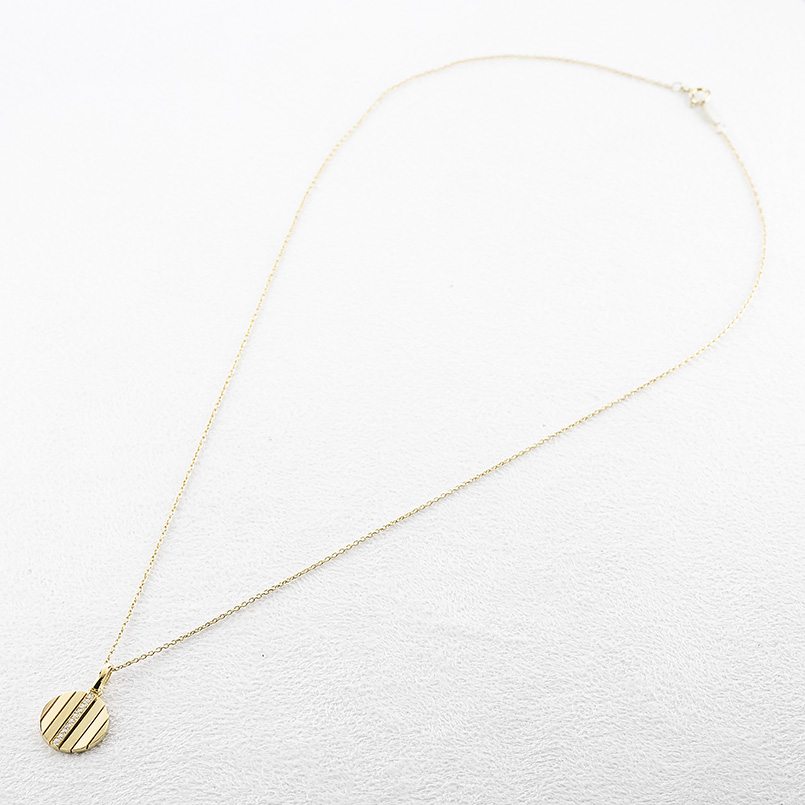 18金 ネックレス ダイヤモンド メンズ ペンダントトップ 大ぶり ゴールド 18k 大きめ ストライプ サークル プレート コイン型 ラウンド 送料無料 セール saleの画像