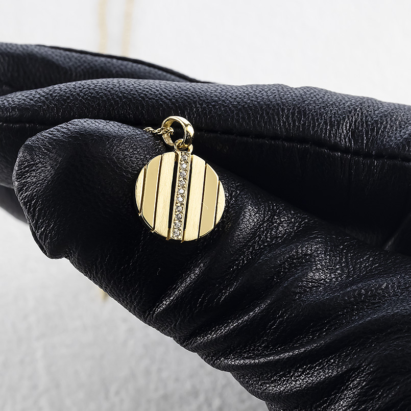 18金 ネックレス ダイヤモンド メンズ ペンダントトップ 大ぶり ゴールド 18k 大きめ ストライプ サークル プレート コイン型 ラウンド 送料無料 セール saleの画像