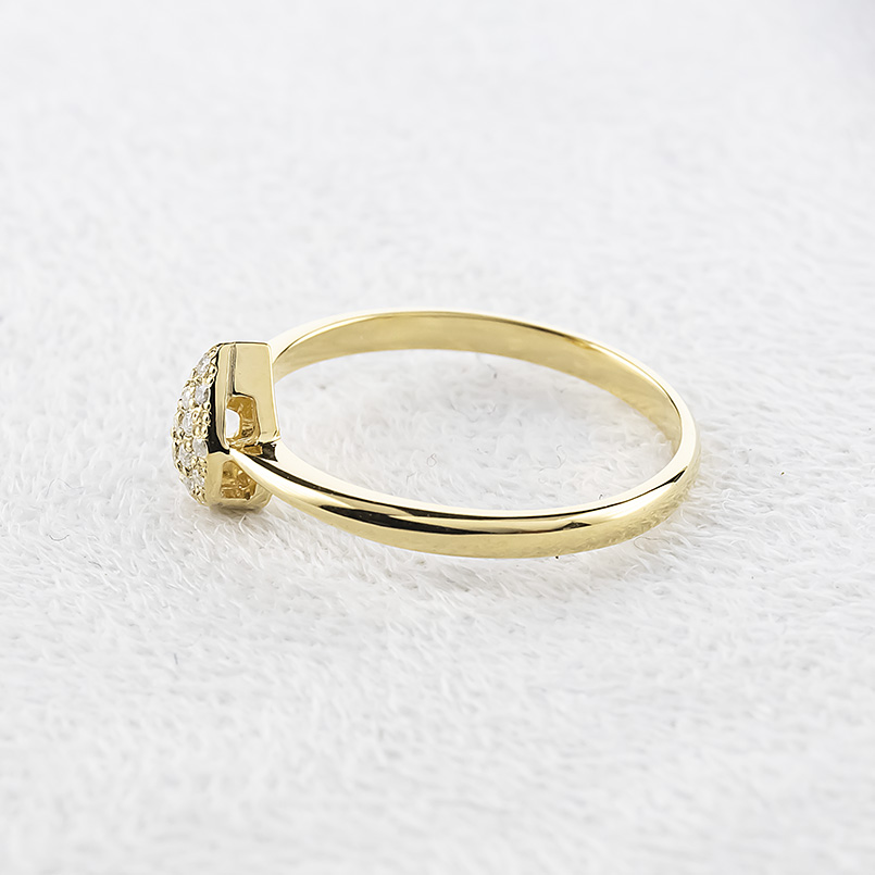 ゴールド パヴェ リング ダイヤモンド ドロップ 太め 10k 10金 つゆ型 指輪 ピンキーリング 婚約指輪 シンプル 人気 おしゃれ 男女兼用 送料無料 セール saleの画像