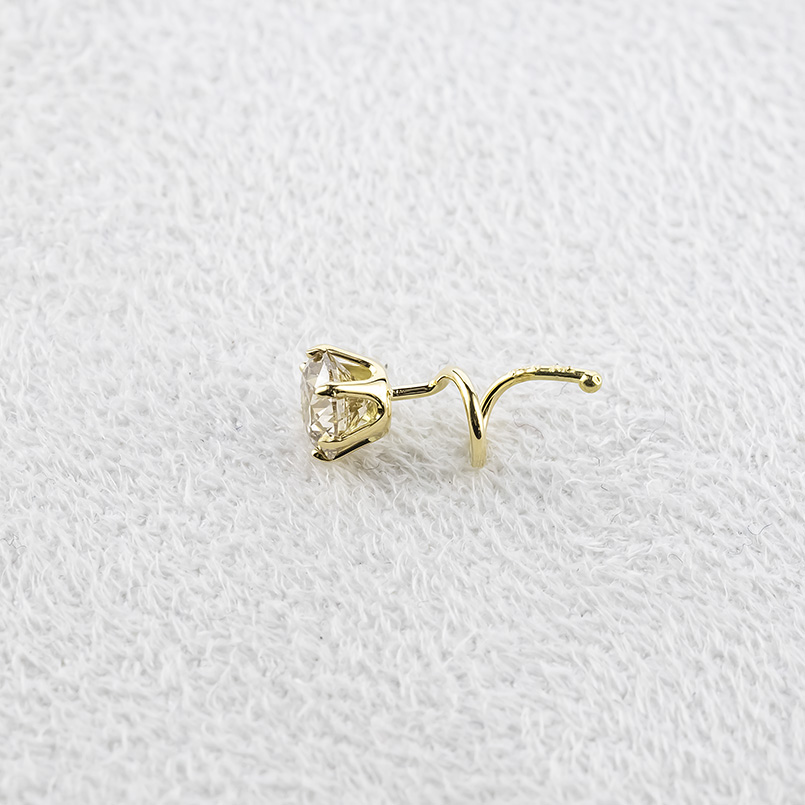 18金 ピアス ダイヤモンド ライトブラウン 0.5ct レディース 片耳 18k つけっぱなし 簡単装着 キャッチのいらないピアス キャッチナッシャー あすつく 送料無料の画像