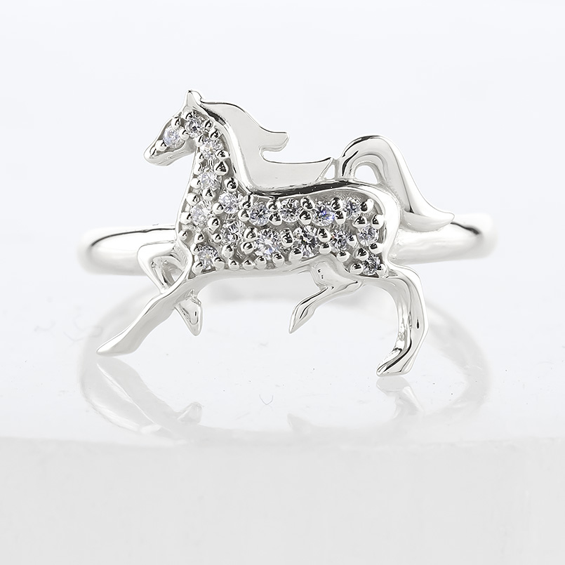 婚約指輪 プラチナ リング 馬 ホース ダイヤモンド 0.10ct レディース 幅広 太め pt900 幅広 指輪 ピンキーリング お守り 人気 シンプル 送料無料 セール saleの画像