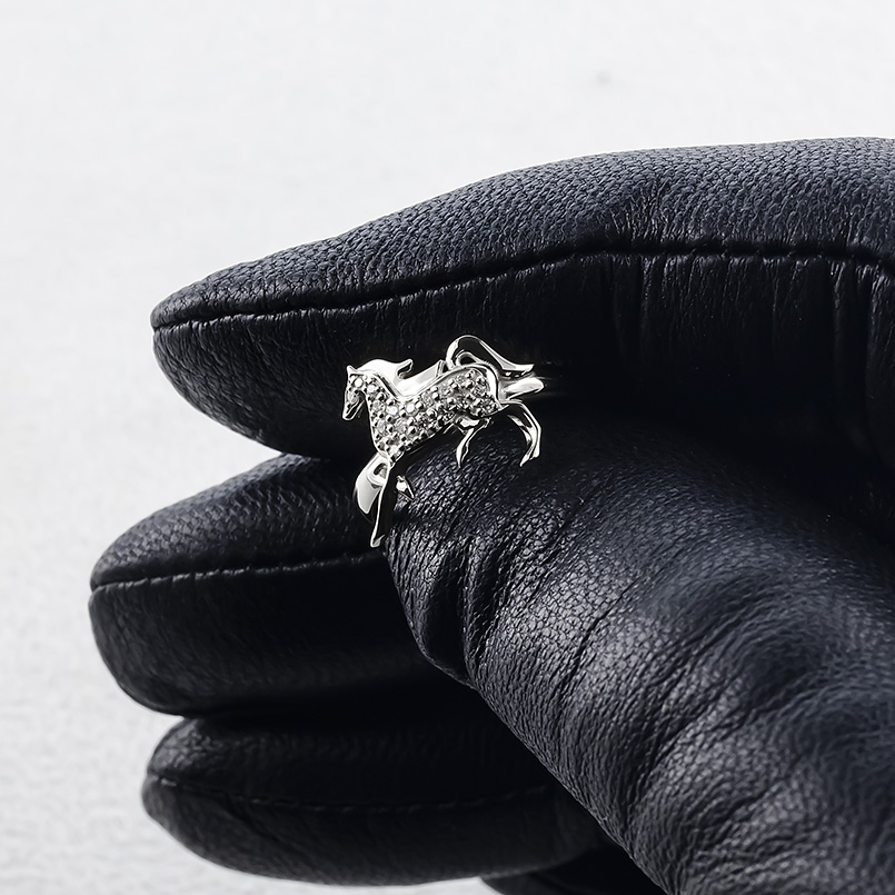 婚約指輪 プラチナ リング 馬 ホース ダイヤモンド 0.10ct レディース 幅広 太め pt900 幅広 指輪 ピンキーリング お守り 人気 シンプル 送料無料 セール saleの画像