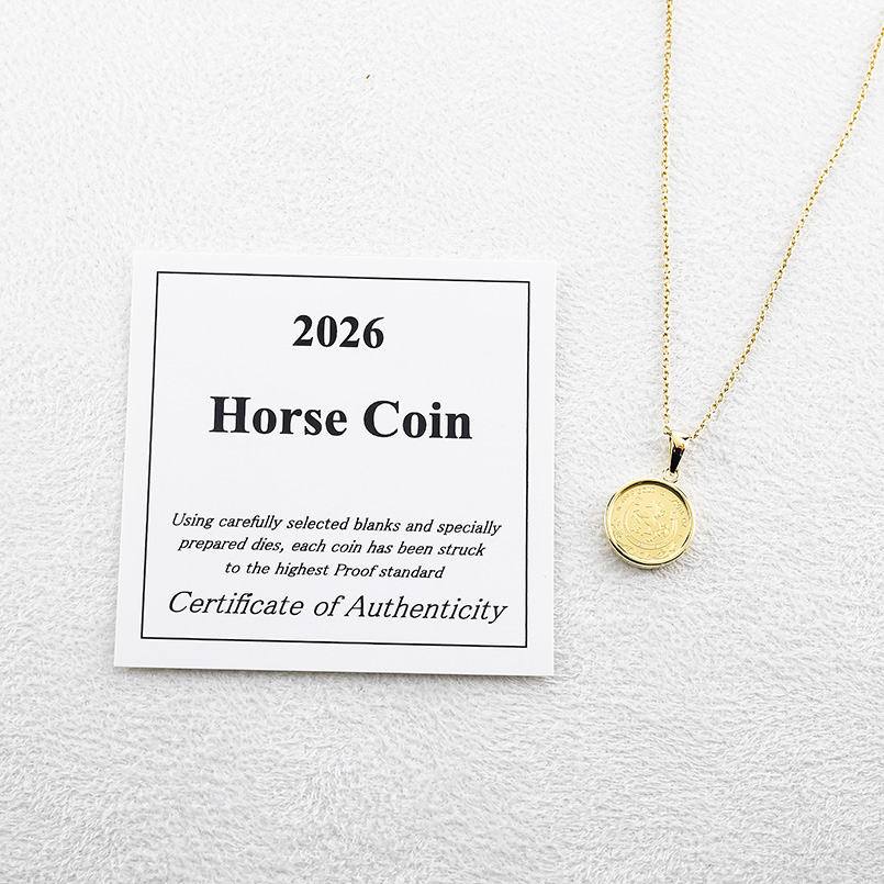 ジュエリー工房アトラス 24金 コイン ネックレス 馬 馬蹄 ペンダント 