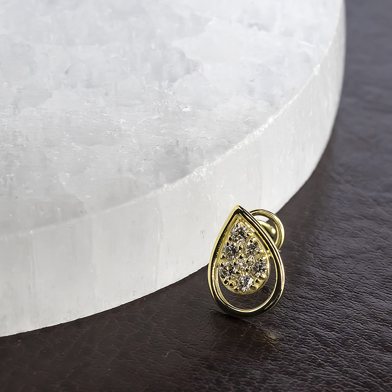 18金 ピアス ダイヤモンド ドロップ レディース 片耳 ゴールド 18k つけっぱなし 簡単装着 キャッチのいらないピアス キャッチナッシャー あすつく 送料無料の画像