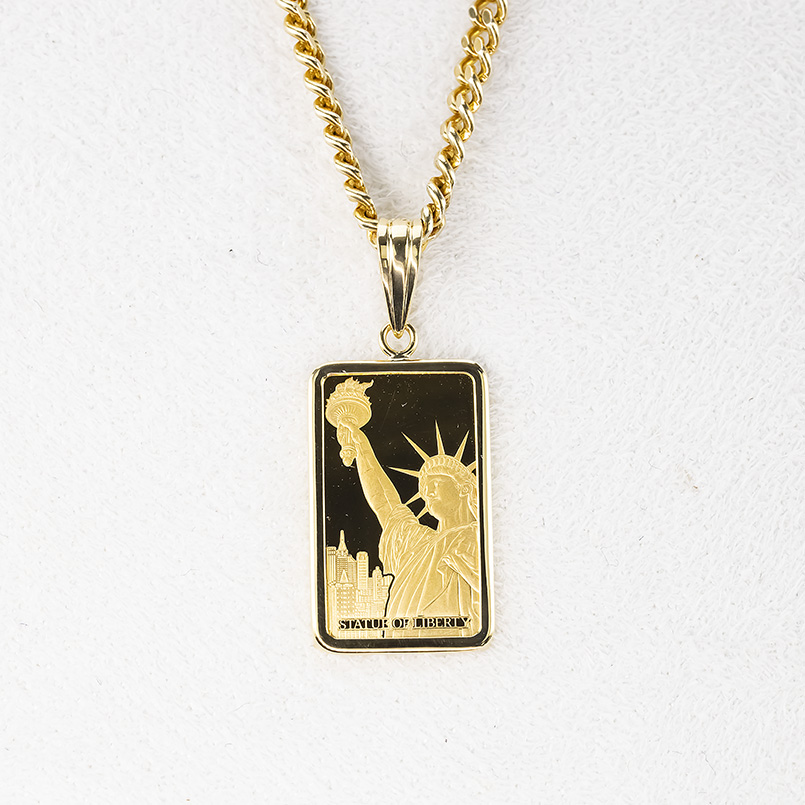24金 インゴット ネックレス リバティ 自由の女神 喜平 ペンダントトップ メンズ 純金 ゴールド k24 K18 ESSAYEUR ESSAYEUR FONDEUR あすつく 送料無料 saleの画像
