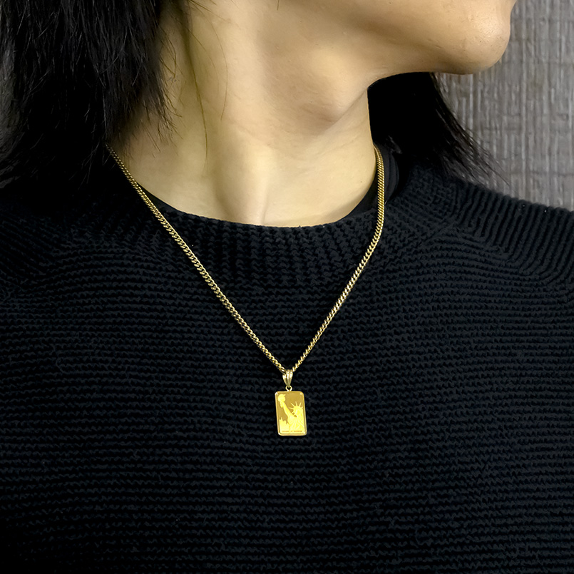 24金 インゴット ネックレス リバティ 自由の女神 喜平 ペンダントトップ メンズ 純金 ゴールド k24 K18 ESSAYEUR ESSAYEUR FONDEUR あすつく 送料無料 saleの画像