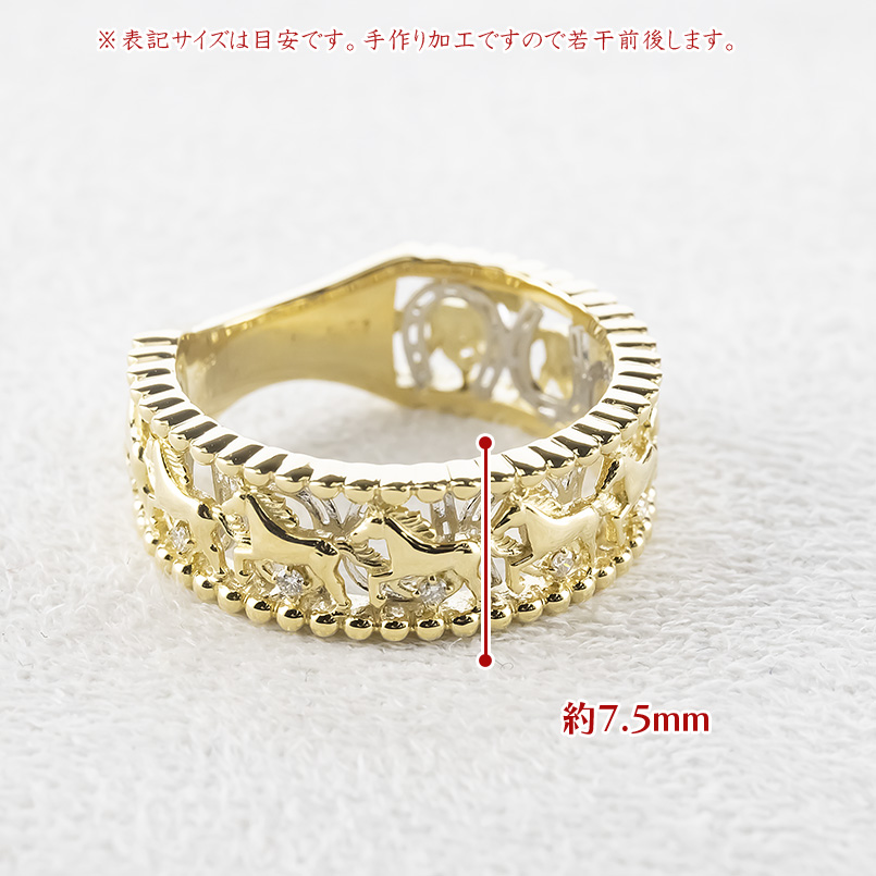18金 プラチナ リング 馬 馬蹄 ダイヤモンド レディース 幅広 太め 指輪 pt900 ゴールド 18k コンビ 蹄鉄 ホースシュー 金 透かし 人気 送料無料 セール SALE_2