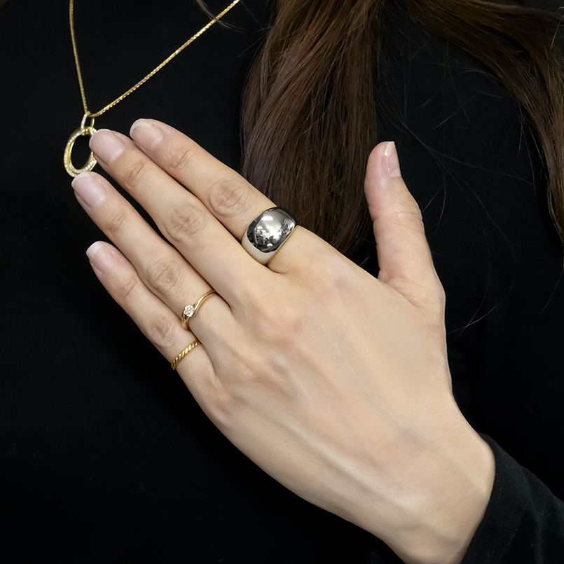 婚約指輪 シルバー リング レディース 幅広 太め sv925 ピンキーリング ドームリング 地金 人気 シンプル おしゃれ 送料無料 セール saleの画像