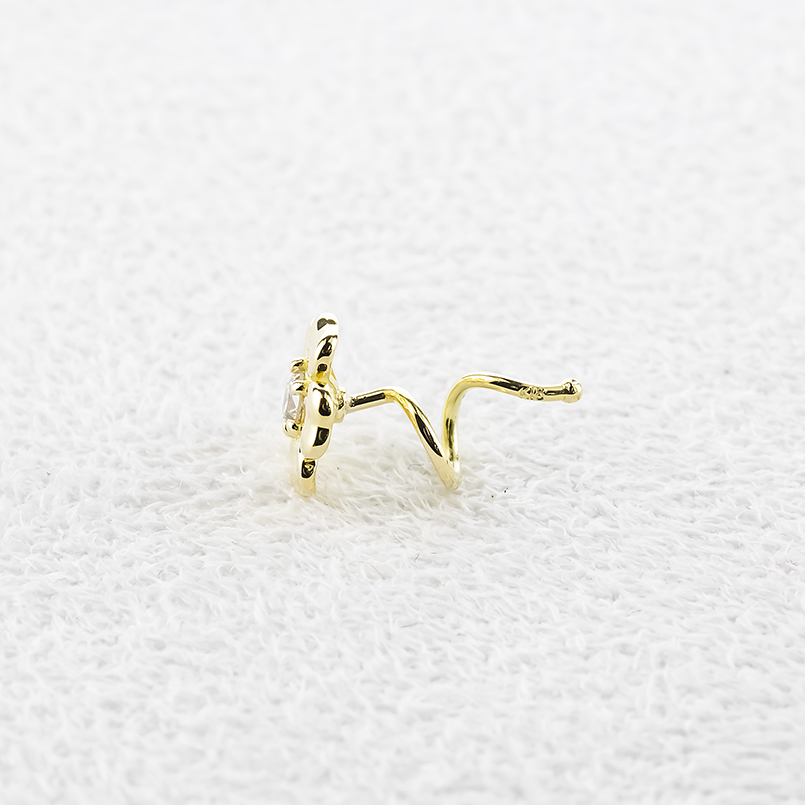 18金 ピアス 花 ダイヤモンド 片耳 レディース ゴールド 18k つけっぱなし 簡単装着 キャッチのいらないピアス キャッチナッシャー フラワー あすつく 送料無料の画像