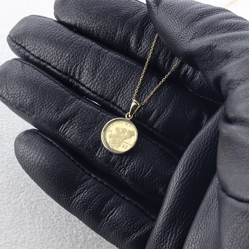 24金 コイン ネックレス テディベア ペンダントトップ 純金 1/30オンス チャールズIII世国王 2026年 金 地金 シンプル 人気 男女兼用 あすつく 送料無料 saleの画像
