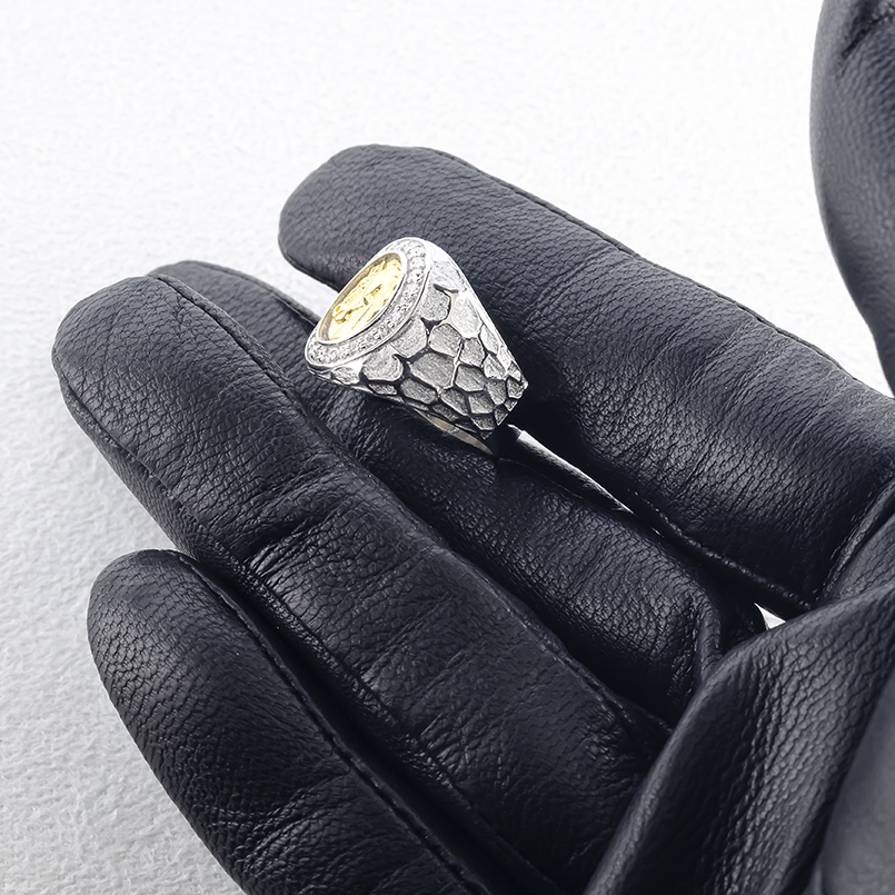 24金 シルバー 印台 リング 純金 馬 ホース ダイヤモンド 0.24ct 幅広 太め sv925 ゴールド 24k コンビ 指輪 金 お守り 男女兼用 送料無料 セール saleの画像