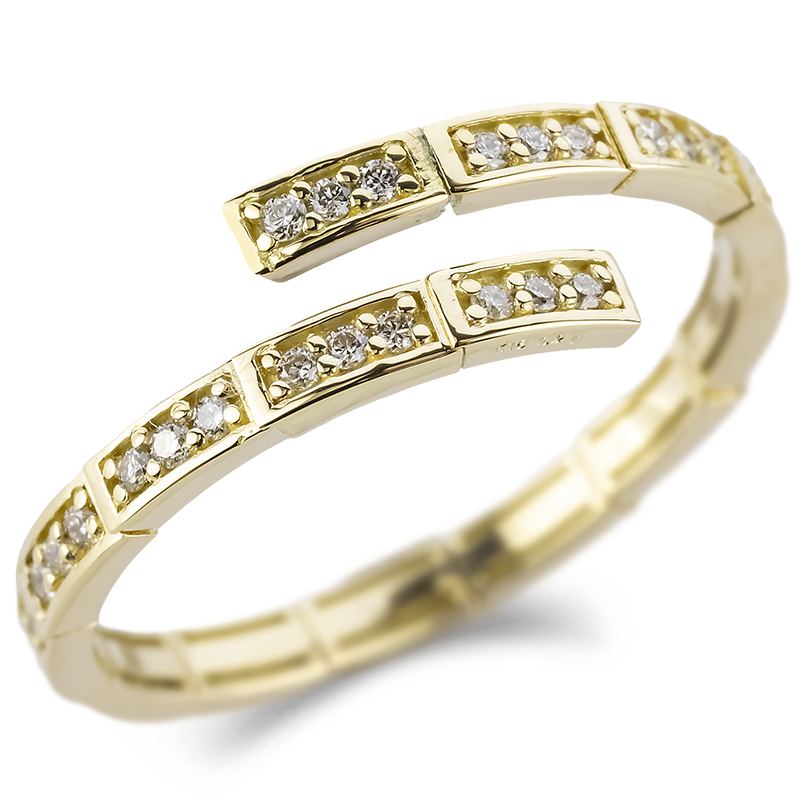 18金 リング ダイヤモンド 0.2ct フリーサイズ 形状記憶 簡単着脱 レディース スパイラル ゴールド 18k イエローゴールドk18 あすつく 送料無料 セール saleの画像