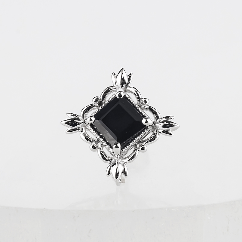プラチナ ピアス オニキス メンズ 片耳 pt900 大きめ 四角 ひし形 シンプル オニキスピアス シンプル おしゃれ 人気 あすつく 送料無料 saleの画像