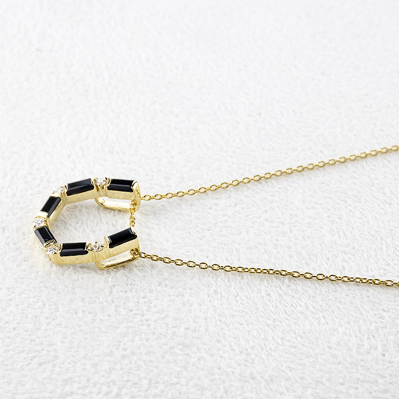 18金 ネックレス 馬蹄 ダイヤモンド オニキス ペンダントトップ メンズ 大ぶり ゴールド 18k 蹄鉄 ホースシュー シンプル 人気 おしゃれ 送料無料 セール saleの画像