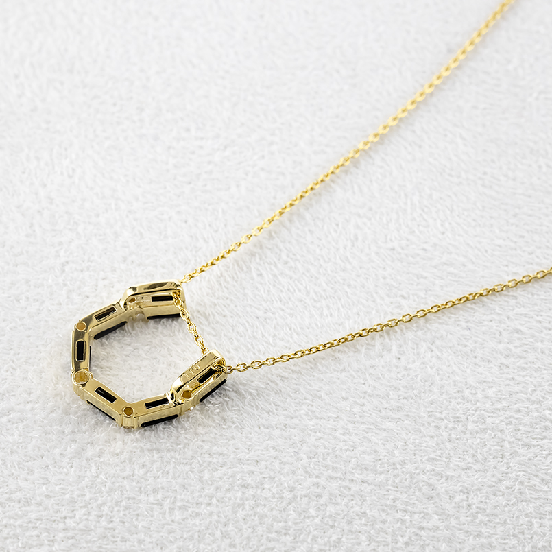 18金 ネックレス 馬蹄 ダイヤモンド オニキス ペンダントトップ メンズ 大ぶり ゴールド 18k 蹄鉄 ホースシュー シンプル 人気 おしゃれ 送料無料 セール saleの画像