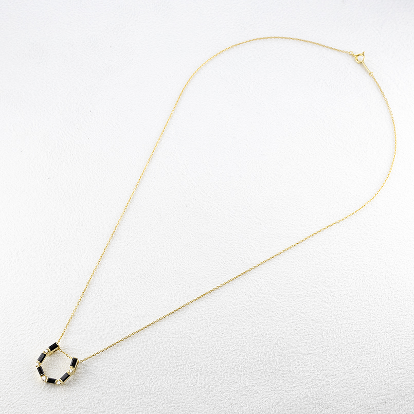 18金 ネックレス 馬蹄 ダイヤモンド オニキス ペンダントトップ メンズ 大ぶり ゴールド 18k 蹄鉄 ホースシュー シンプル 人気 おしゃれ 送料無料 セール saleの画像