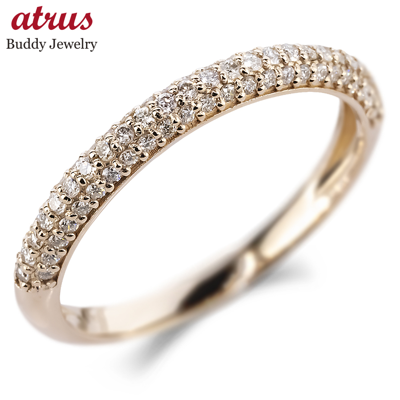 18金 ピンキーリング ダイヤモンド 0.3ct 甲丸 パヴェ レディース ゴールド 18k ピンクゴールドk18 指輪 リング 婚約指輪 シンプル 人気 送料無料 セール SALE