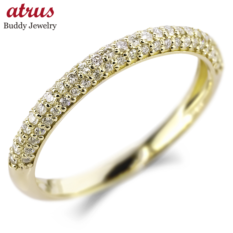 18金 ピンキーリング ダイヤモンド 0.3ct 甲丸 パヴェ レディース ゴールド 18k イエローゴールドk18 指輪 リング 婚約指輪 シンプル 人気 送料無料 セール SALE