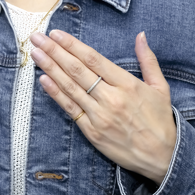 プラチナ ピンキーリング ダイヤモンド 0.3ct 甲丸 パヴェ レディース pt900 指輪 普段使い リング 婚約指輪 シンプル 人気 おしゃれ 送料無料 セール saleの画像