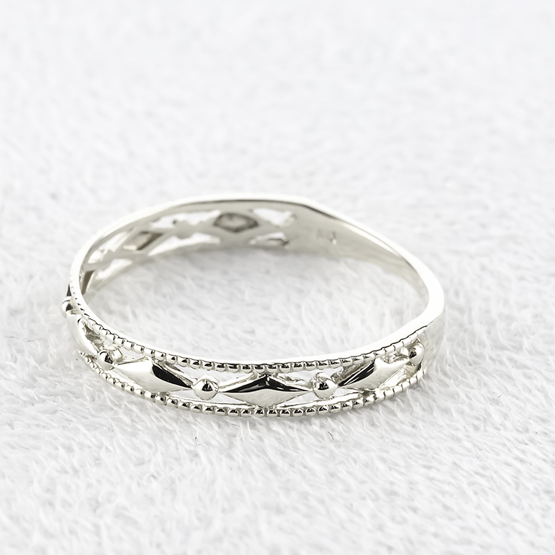 プラチナ リング レディース pt900 細め 指輪 普段使い 透かし ミル打ち ピンキーリング 婚約指輪 シンプル おしゃれ 人気 ストレート 送料無料 セール saleの画像