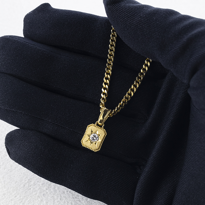 ゴールド ネックレス 喜平 トップ ダイヤモンド ペンダントトップ 10k 10金 イエローゴールドk10 キヘイ つや消し シンプル 男女兼用 送料無料 セール saleの画像