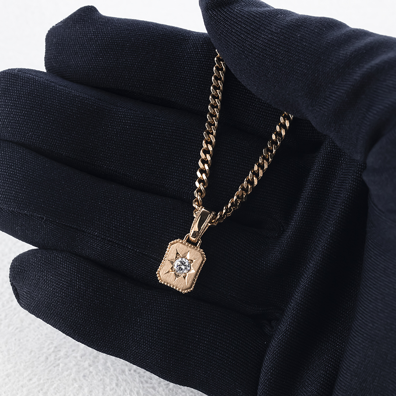 ゴールド ネックレス 喜平 トップ ダイヤモンド メンズ ペンダントトップ 10k 10金 ピンクゴールドk10 キヘイ ダイヤ つや消し シンプル 送料無料 セール saleの画像