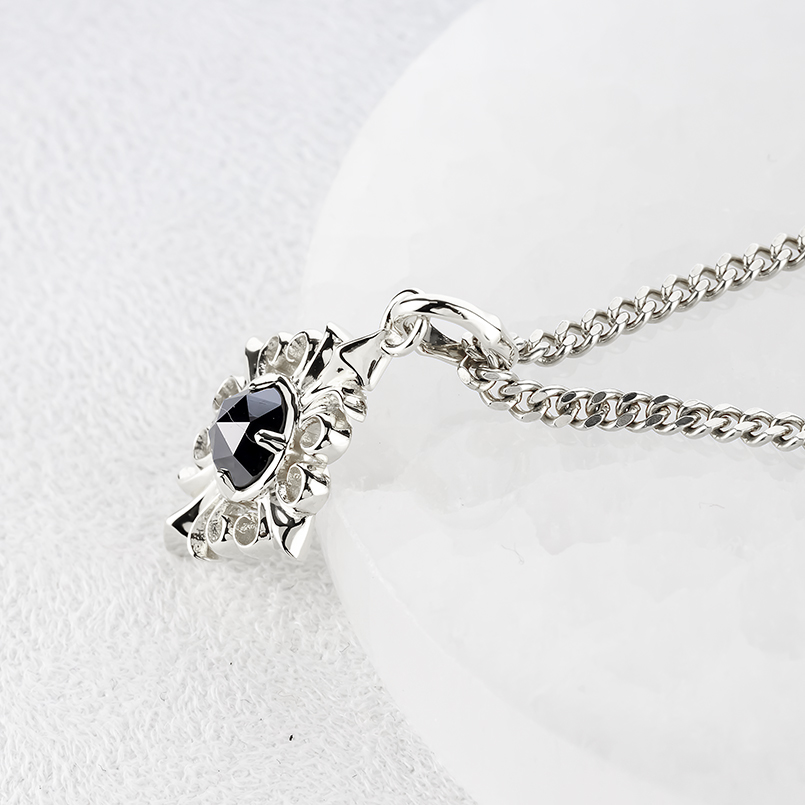シルバー ネックレス 喜平 トップ ブラックダイヤモンド 2ct ペンダントトップ 大ぶり 大きめ 透かし sv925 シンプル おしゃれ 男女兼用 送料無料 セール saleの画像