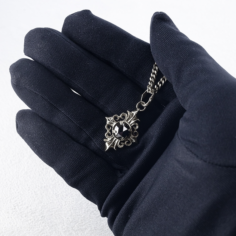 シルバー ネックレス 喜平 トップ ブラックダイヤモンド 2ct ペンダントトップ 大ぶり 大きめ 透かし sv925 シンプル おしゃれ 男女兼用 送料無料 セール saleの画像