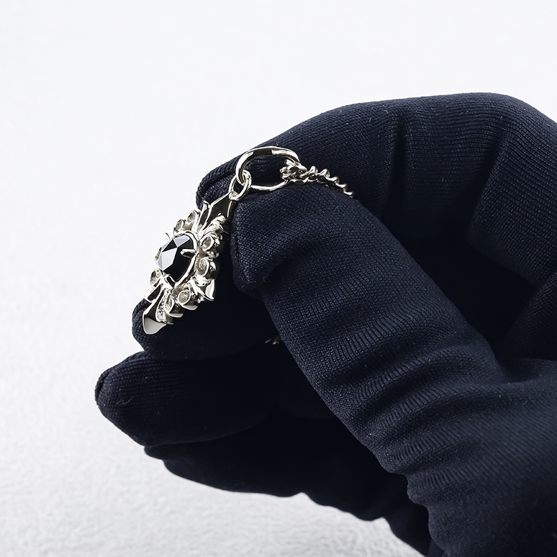 シルバー ネックレス 喜平 トップ ブラックダイヤモンド 2ct ペンダントトップ 大ぶり 大きめ 透かし sv925 シンプル おしゃれ 男女兼用 送料無料 セール saleの画像