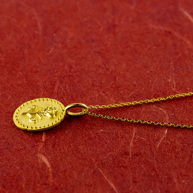 24金 ネックレス トップ 純金 ばら 薔薇 スモールメダル 造幣局検定刻印 ミル打ち ペンダントトップ レディース バラ ゴールド 24k 金 地金 あすつく 送料無料の画像