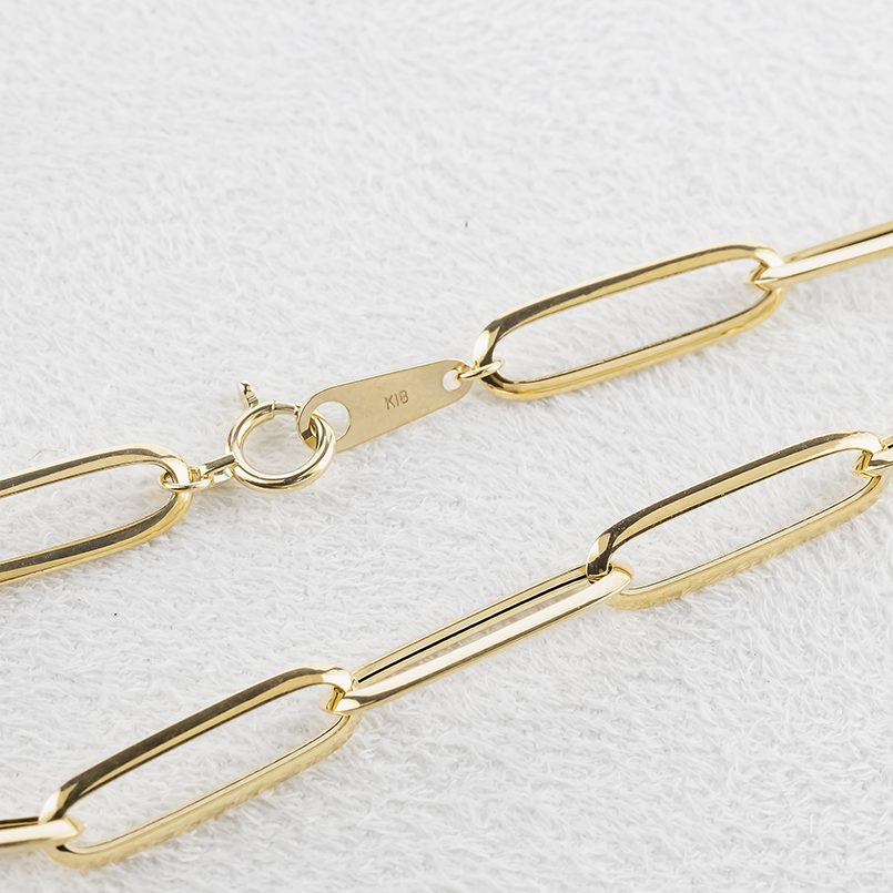 18金 ブレスレット チェーンのみ 19cm 太め 幅広 レディース ゴールド 18k 中空 エアリーエッジクリップチェーン シンプル あすつく 送料無料 セール saleの画像