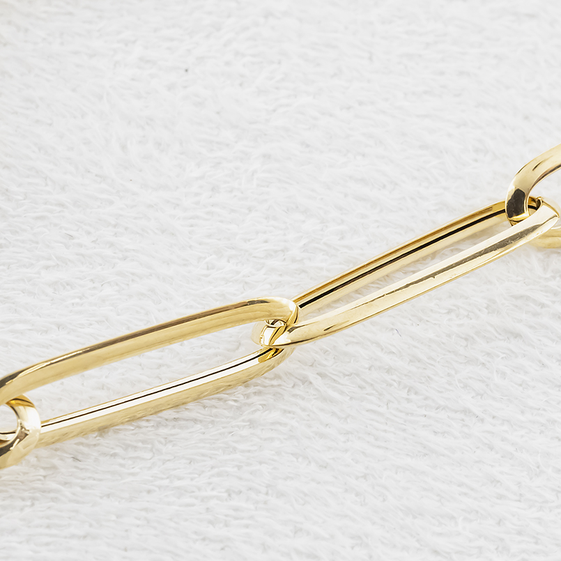 18金 ブレスレット チェーンのみ 19cm 太め 幅広 レディース ゴールド 18k 中空 エアリーエッジクリップチェーン シンプル あすつく 送料無料 セール saleの画像