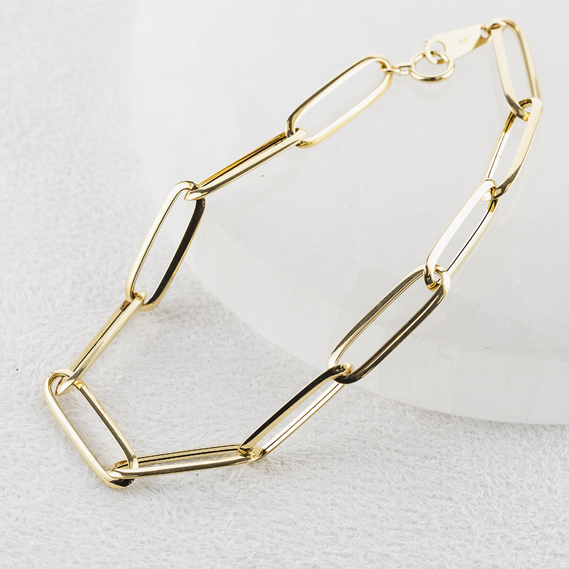 18金 ブレスレット チェーンのみ 19cm 太め 幅広 レディース ゴールド 18k 中空 エアリーエッジクリップチェーン シンプル あすつく 送料無料 セール saleの画像