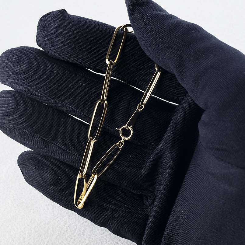 18金 ブレスレット チェーンのみ 19cm 太め 幅広 レディース ゴールド 18k 中空 エアリーエッジクリップチェーン シンプル あすつく 送料無料 セール saleの画像