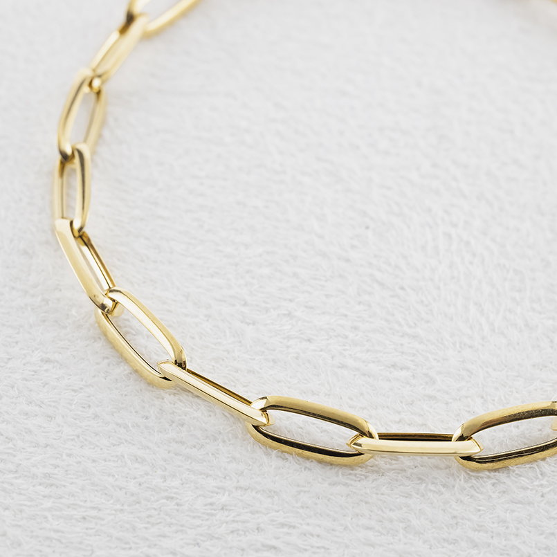 18金 ブレスレット チェーンのみ 18cm 太め 幅広 レディース ゴールド 18k 中空 エアリーエッジクリップチェーン シンプル あすつく 送料無料 セール saleの画像