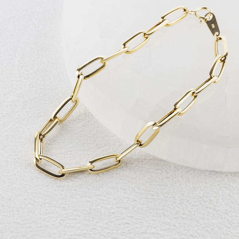 18金 ブレスレット チェーンのみ 18cm 太め 幅広 レディース ゴールド 18k 中空 エアリーエッジクリップチェーン シンプル あすつく 送料無料 セール saleの画像