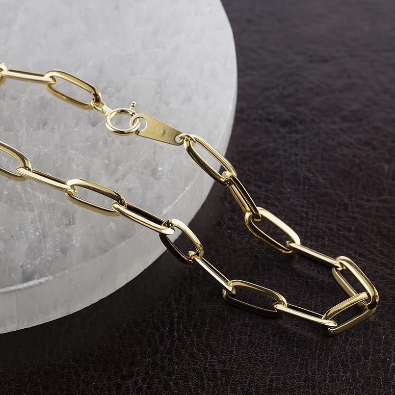 18金 ブレスレット チェーンのみ 18cm 太め 幅広 レディース ゴールド 18k 中空 エアリーエッジクリップチェーン シンプル あすつく 送料無料 セール saleの画像