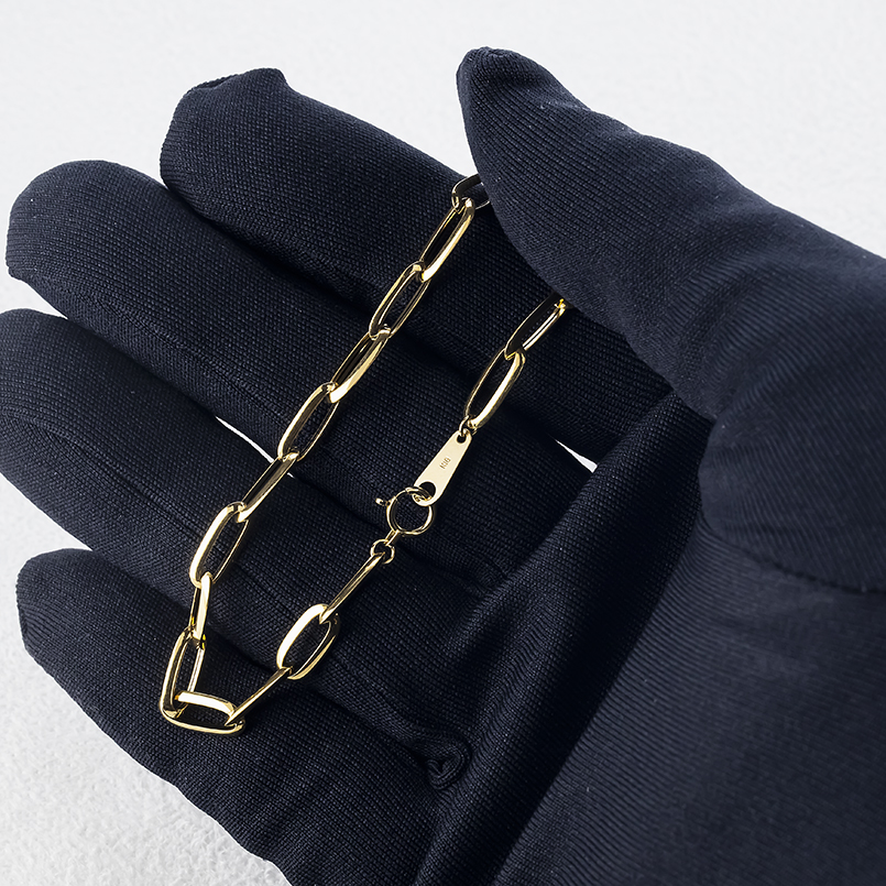 18金 ブレスレット チェーンのみ 18cm 太め 幅広 レディース ゴールド 18k 中空 エアリーエッジクリップチェーン シンプル あすつく 送料無料 セール saleの画像