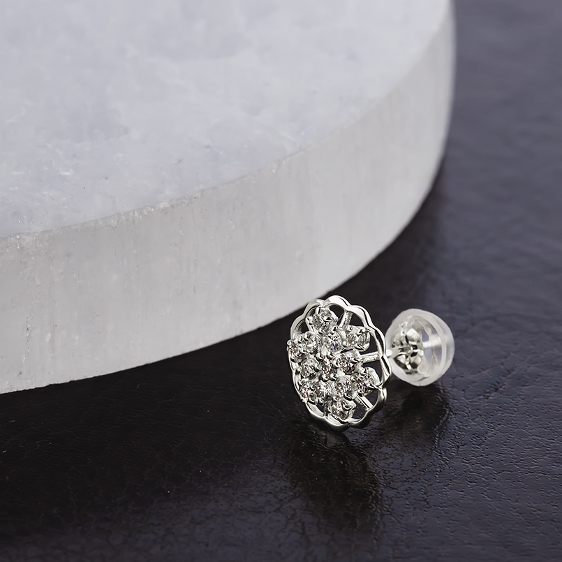 プラチナ ピアス ダイヤモンド 0.17ct  片耳 透かし フラワー レディース pt900 花 はな スタッド 普段使い シンプル 人気 あすつく 送料無料 セール saleの画像
