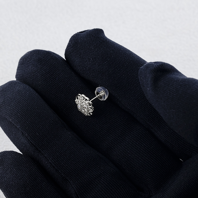 プラチナ ピアス ダイヤモンド 0.17ct  片耳 透かし フラワー レディース pt900 花 はな スタッド 普段使い シンプル 人気 あすつく 送料無料 セール saleの画像