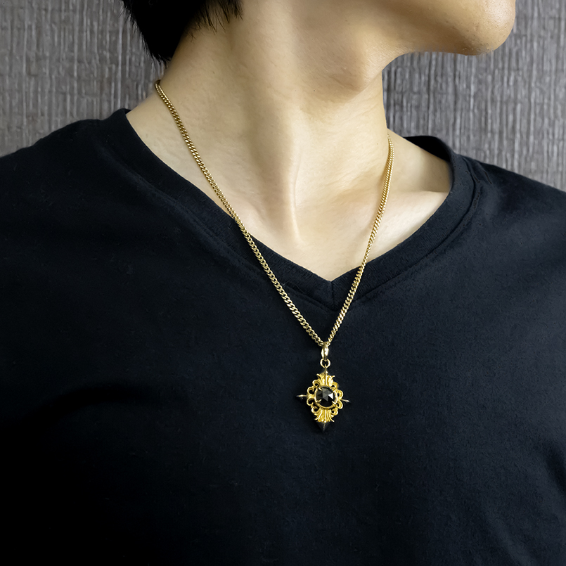 アクセサリー atlast ジュエリー工房アトラス 18金 ネックレス 喜平 トップ ブラック
