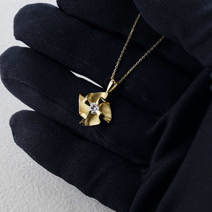 ゴールド ネックレス トップ ダイヤモンド 0.2ct 風車 ペンダントトップ ヘッド レディース 大ぶり 10金 10k イエローゴールドk10 人気 送料無料 セール saleの画像