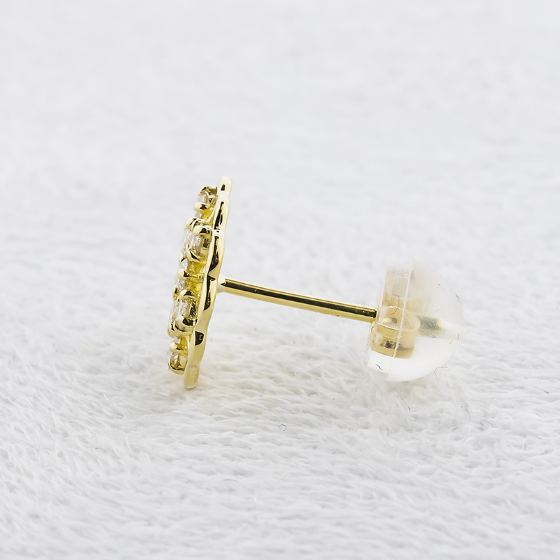 18金 ピアス ダイヤモンド 0.17ct  片耳 透かし フラワー ゴールド 18k イエローゴールドk18 花 はな シンプル 人気 男女兼用 あすつく 送料無料 セール saleの画像