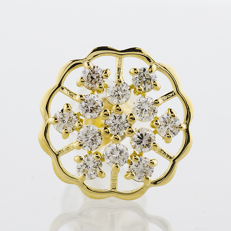 18金 ピアス ダイヤモンド 0.17ct  片耳 透かし フラワー ゴールド 18k イエローゴールドk18 花 はな シンプル 人気 男女兼用 あすつく 送料無料 セール saleの画像