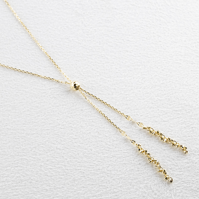 18金 ネックレス ミラーボール ラリエット スライド 75cm レディース ペタル あずき 地金 ゴールド 18k 金 ロングネックレス あすつく 送料無料 セール saleの画像