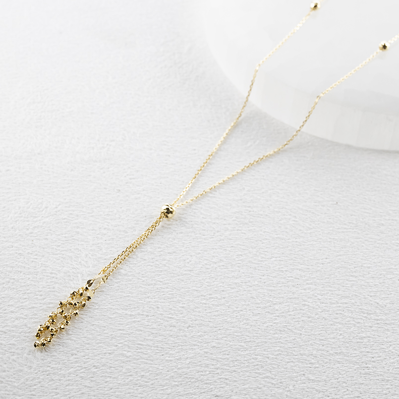 18金 ネックレス ミラーボール ラリエット スライド 75cm レディース ペタル あずき 地金 ゴールド 18k 金 ロングネックレス あすつく 送料無料 セール saleの画像