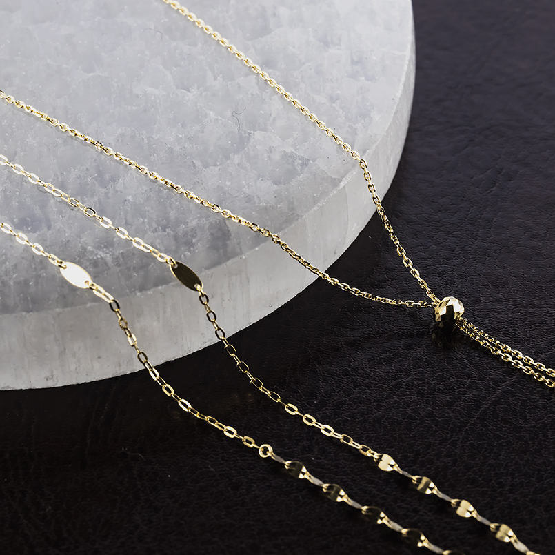 18金 ネックレス ミラーボール ラリエット スライド 75cm レディース ペタル あずき 地金 ゴールド 18k 金 ロングネックレス あすつく 送料無料 セール saleの画像