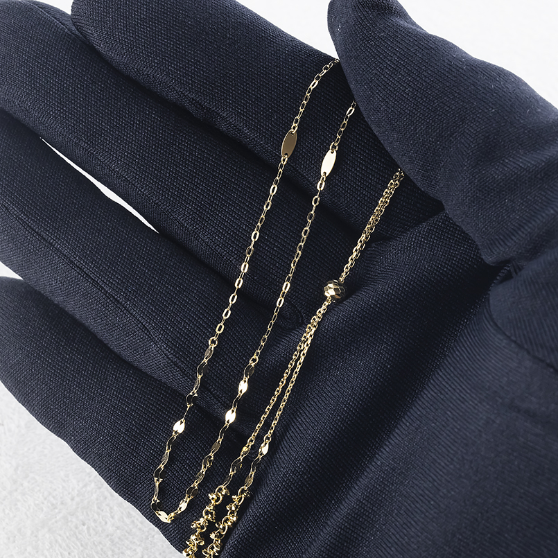 18金 ネックレス ミラーボール ラリエット スライド 75cm レディース ペタル あずき 地金 ゴールド 18k 金 ロングネックレス あすつく 送料無料 セール saleの画像