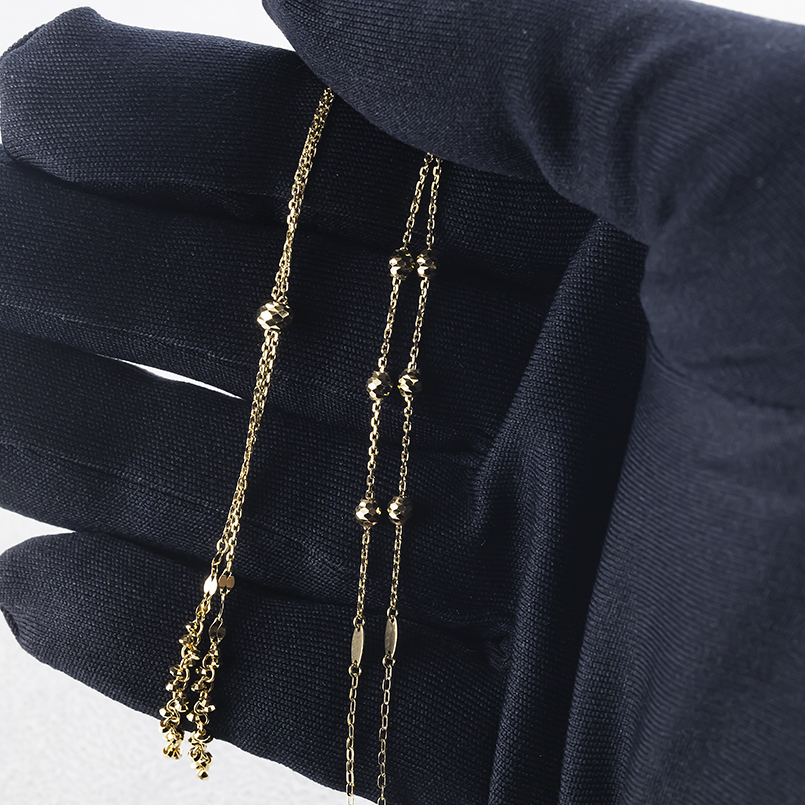 18金 ネックレス ミラーボール ラリエット スライド 75cm レディース ペタル あずき 地金 ゴールド 18k 金 ロングネックレス あすつく 送料無料 セール saleの画像