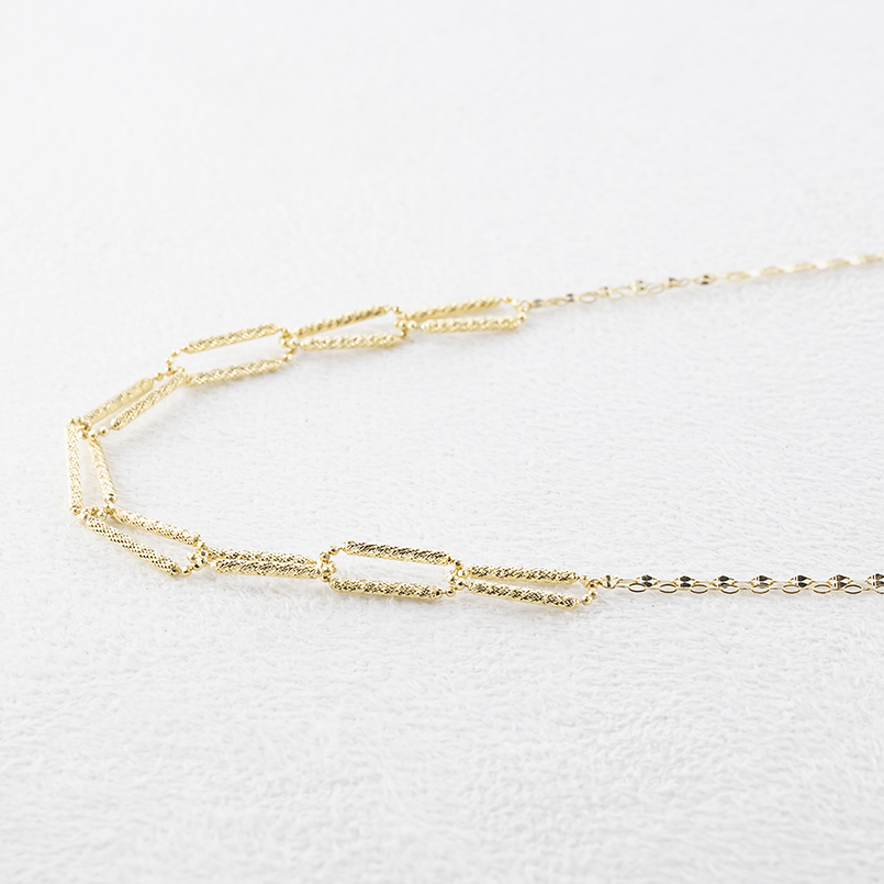 18金 ネックレス チェーンのみ 45cm 2連 スライド式 レディース ゴールド 18k アズキ ペタル クリップチェーン 地金 シンプル あすつく 送料無料 セール saleの画像